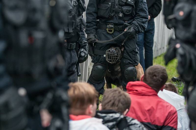 Policisté na derby Pardubic a Hradce museli zjednat pořádek v hledišti a zajistili 11 hradeckých příznivců.