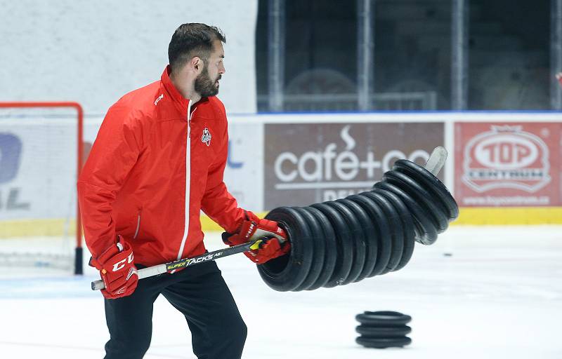 První trénink hráčů HC Dynamo na ledě v pardubické enteria areně.