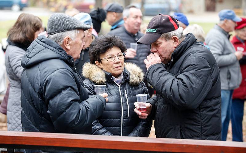 Tradiční degustace sedmi druhů Svatomartinského vína před kulturním domem na Dukle uspořádal pro občany strarosta městského obvodu V Jiří Rejda.