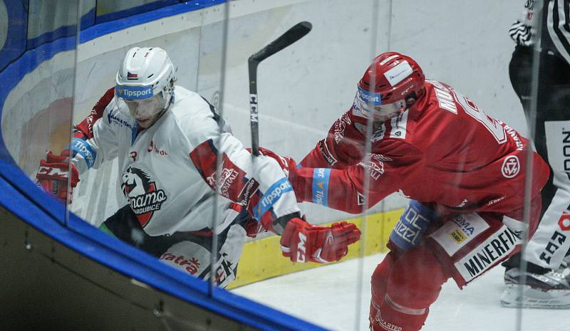 Hokejová extraliga: HC Dynamo Pardubice - HC Oceláři Třinec.