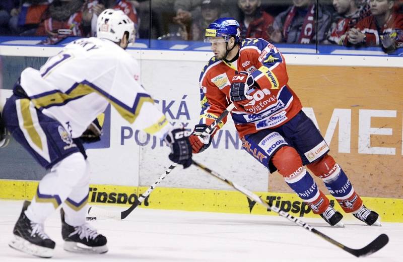 Ze 3. utkání předkola play off: Pardubice - Kladno 3:1.