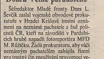 První strana Pardubických novin ze dne 15. října 1992. Zdroj: Státní okresní archiv Pardubice