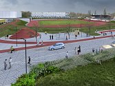 Vítězný návrh nové podoby atletického stadionu na Dukle.