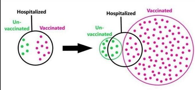 Jak na jednoduchém příkladu chápat, že očkování funguje. Jak chápat podobný podíl očkovaných a neočkovaných v nemocnicích