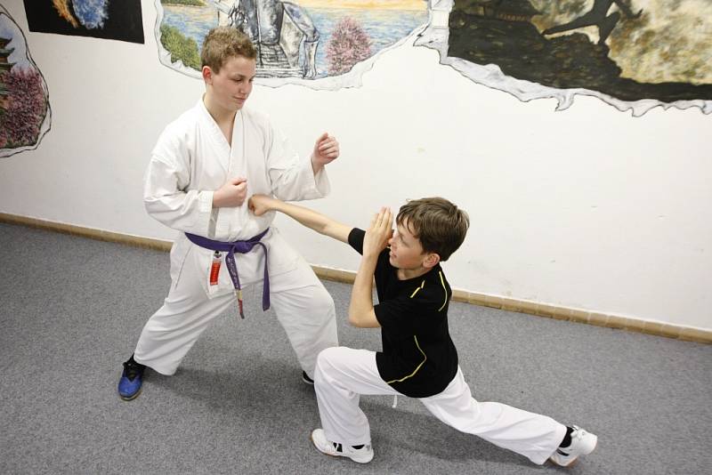 Betonová podlaha a jekorový koberec. To je tréninkové prostředí oddílu Karate Lions Pardubice. Na lepší vybavení zatím nejsou prostředky.