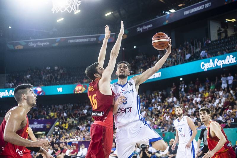 Z basketbalového duelu Česko - Španělsko na ME  2017.