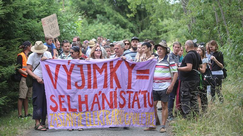 Aktivisté bojující proti chvaletické elektrárně se sešli na nádraží v Řečanech nad Labem na akci Zachraňme klima, zastavme Chvaletice, poté pokračovali pochodem k zadní bráně elektrárny.