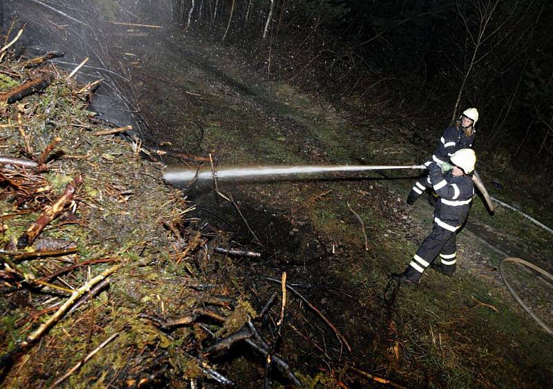 Hasiči u Turkovic likvidovali požár v lese - pravděpodobně další čin žháře.