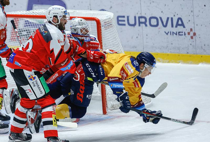 Hokejová extraliga: HC Dynamo Pardubice - PSG Berani Zlín.