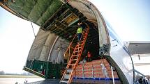 Na pardubickém letišti 1.4. přistál čtvrtý nákladní speciál Antonov An-124-100M Ruslan s dalším nákladem  zdravotnického materiálu a ochranných prostředků.