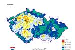 Sucho v lednu?! Zhruba na třetině území Česka stále panuje půdní sucho (žlutá a oranžová pole). V tomto období by přitom měl být vláhy nadbytek. Nestačí se ani doplnit podzemní vody.