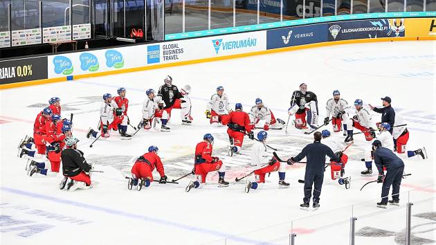 Česká hokejová reprezentace na tréninku v Helsinkách