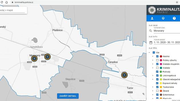 Příklady užití nových map kriminality