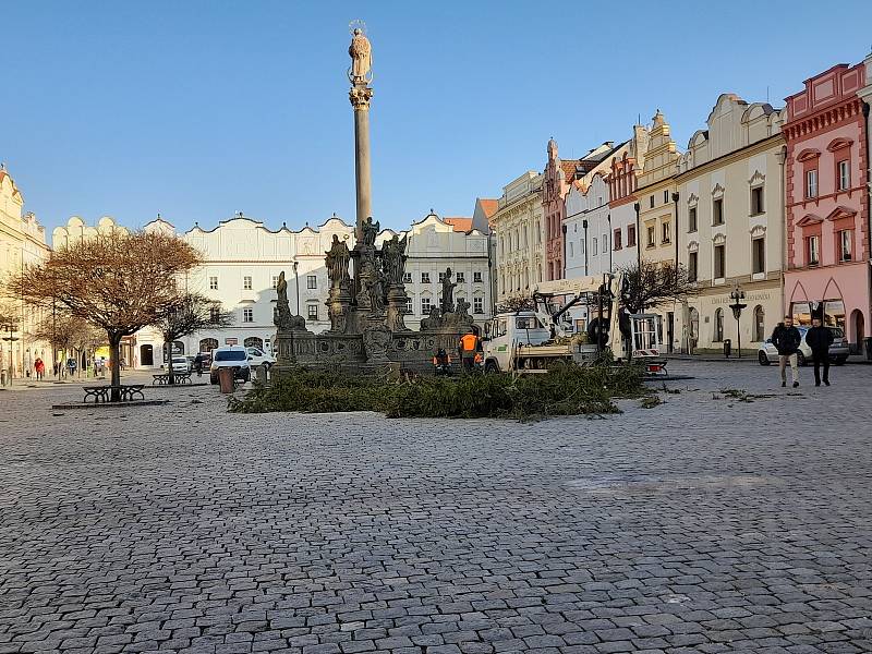 Pár větví. To jediné zbylo po odstranění vánočního stromku na Pernštýnském náměstí.