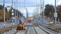 Rekonstrukce tramvajového kolejiště linky č. 1 v Plaské ulici v Plzni.