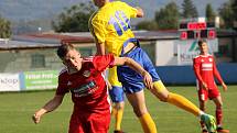 10. kolo FORTUNA divize A: SK Klatovy 1898 (červení) -  SK SENCO Doubravka (žlutí) 2:1 (1:0).