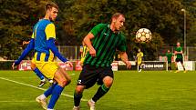 8. kolo FORTUNA divize A: FC Rokycany (na snímku fotbalisté v zelenočerných dresech) - Viktoria Mariánské Lázně 2:0 (1:0).