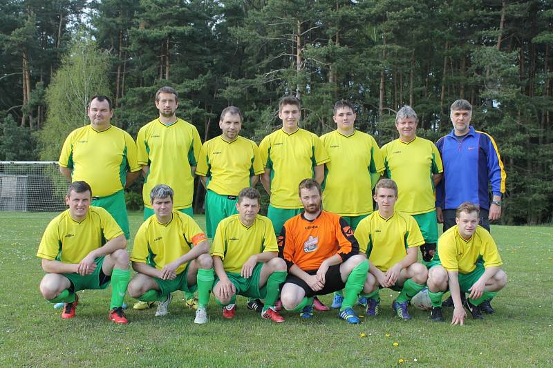 TJ SOKOL VYSOKÁ LIBYNĚ. Nahoře zleva: Petr Malý, Přemysl Hubka, Daniel Boháč, Aleš Horký, Tomáš Soukup, hrající asistent  Jaroslav Kučera, trenér Miroslav Šlechta, dole zleva: Lukáš Jindra, Petr Hájek, Petr Kopka, Karel Štrunc, David Horký, Petr Pacourek.