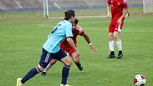 7. kolo FORTUNA divize A: SK Petřín Plzeň (červení) - SK Otava Katovice (modří) 7:0.