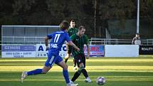 12. kolo FORTUNA divize A: FC Rokycany (na snímku fotbalisté v zelenočerných dresech) - SK Otava Katovice 1:1.