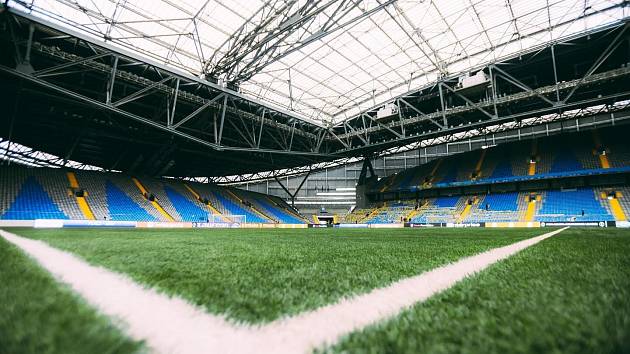 Vše je připraveno, kazašská Astana Arena den před zápasem s Viktorií Plzeň.