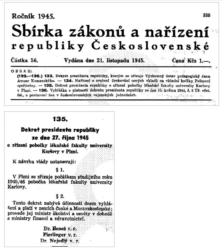 Dekret prezidenta republiky Edvarda Beneše ze dne 27. října 1945.