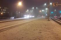 Takhle to vypadalo v pondělí 29. ledna ráno v Plzni nedaleko Prazdroje.