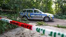 Policejní vyšetřovatelé na místě vraždy v Plzni na Roudné
