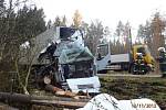 Kamion přerazil strom, řidič vyvázl bez jakýchkoliv zranění