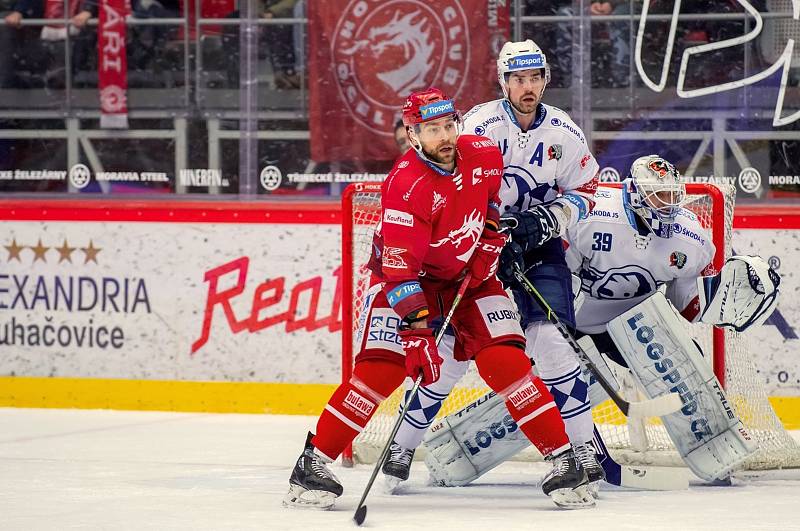 Z utkání 47. kola hokejové Tipsport extraligy HC Oceláři Třinec - Škoda Plzeň 0:1.