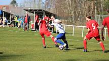 Fotbalisté rezervního výběru TJ Zruč (na archivním snímku hráči v bílých dresech) zdolali na domácím hřišti Plasy 1:0.