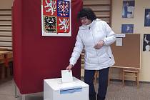 Volby v Bukové. Volit přišla i bývalá starostka Eva Frank, která obec vedla 16 let.