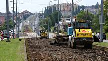 Rekonstrukce tramvajového kolejiště linky č. 1 v Plaské ulici v Plzni.