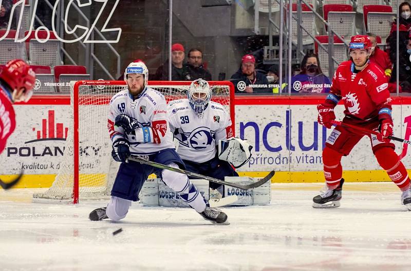 Z utkání 47. kola hokejové Tipsport extraligy HC Oceláři Třinec - Škoda Plzeň 0:1.