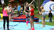 Letní festival sportu Sportmánie Plzeň 2019 - v areálu za OC Plaza si mohou malí i velcí vyzkoušet zdarma nejrůznější druhy sportovních aktivit.