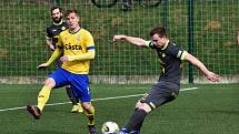 FORTUNA ČFL, skupina A (18. kolo): FC Písek - FK ROBSTAV Přeštice (na snímku fotbalisté v tmavých dresech) 1:1.