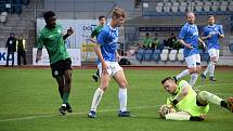 11. kolo FORTUNA divize A: TJ Jiskra Domažlice B (na snímku fotbalisté v modrých dresech) - FK VIAGEM Příbram B 2:5 (1:2).