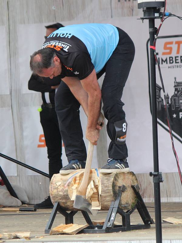 Mistrovství ČR dřevorubecké soutěže Stihl Timbersports v Plzni 2021.