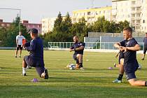 Fotbalisté Dynama Brest si v úterý vpodvečer zatrénovali v areálu 33. ZŠ v Plzni-Skvrňanech, na západ Čech dorazili autobusem.