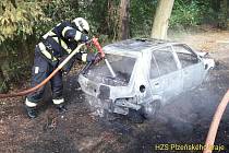 Požár auta předělaného na elektrický pohon.