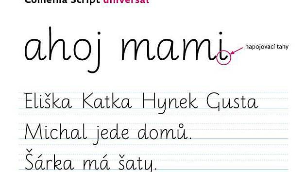 Ukázka jednoho z typů písma Comenia script