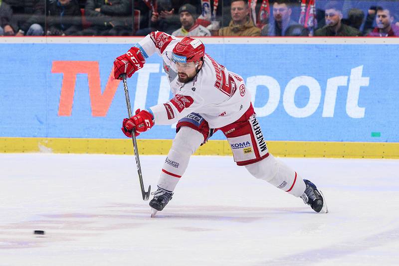 Semifinále play off hokejové extraligy - 5. zápas: HC Oceláři Třinec - HC Škoda Plzeň, 11. dubna 2019 v Třinci. Na snímku Milan Doudera.