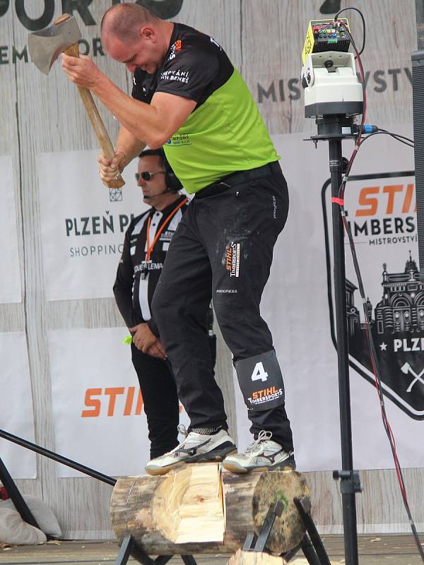 Mistrovství ČR dřevorubecké soutěže Stihl Timbersports v Plzni 2021.