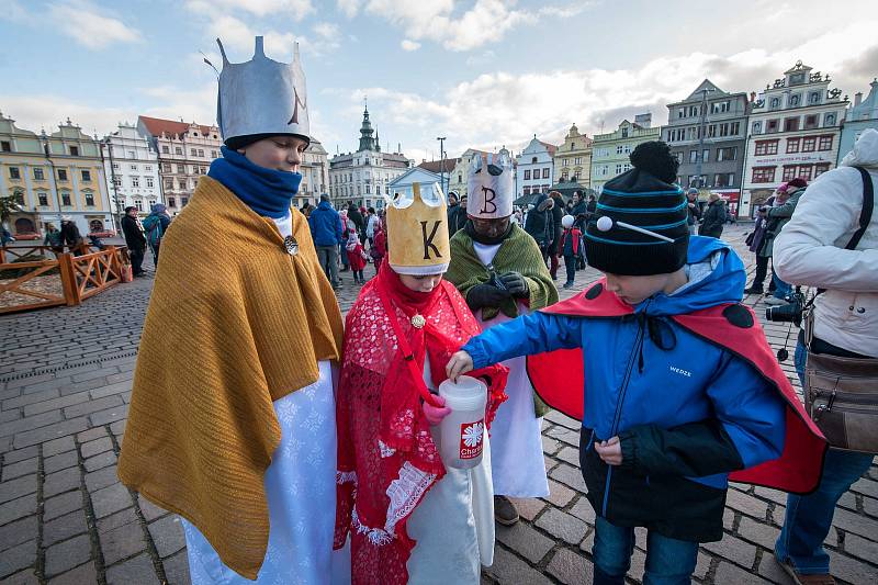 Tříkrálový pochod na náměstí Republiky v Plzni