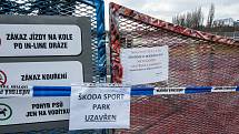 Plzeň, Doudlevce, Škoda sport park uzavřen.