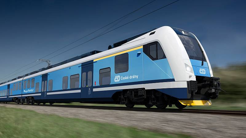 Nové spěšné vlaky zajistí komfortní spojení Plzně, Chebu a Karlových Varů. Na snímku souprava RegioPanter, která podle plánů bude na trati jezdit. Než bude připravená, obslouží trať dočasně souprava RegioShark.