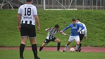 7. kolo FORTUNA divize A: TJ Jiskra Domažlice B (na snímku fotbalisté v modrých dresech) - SK Tochovice 3:0 (2:0).