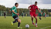 6. kolo FORTUNA divize A: SK Horní Bříza (na snímku fotbalisté v zelených dresech) - SK Petřín Plzeň 1:3.