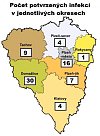 Mapa nákazy koronavirem v Plzeňském kraji - 27. března