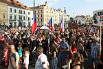 Demonstrace proti Andreji Babišovi na náměstí Republiky v Plzni.